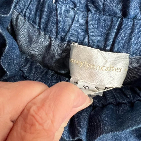 Corey Lynn calter Anthropologie denim  jean dress off the shoulder size small - Picture 8 of 8